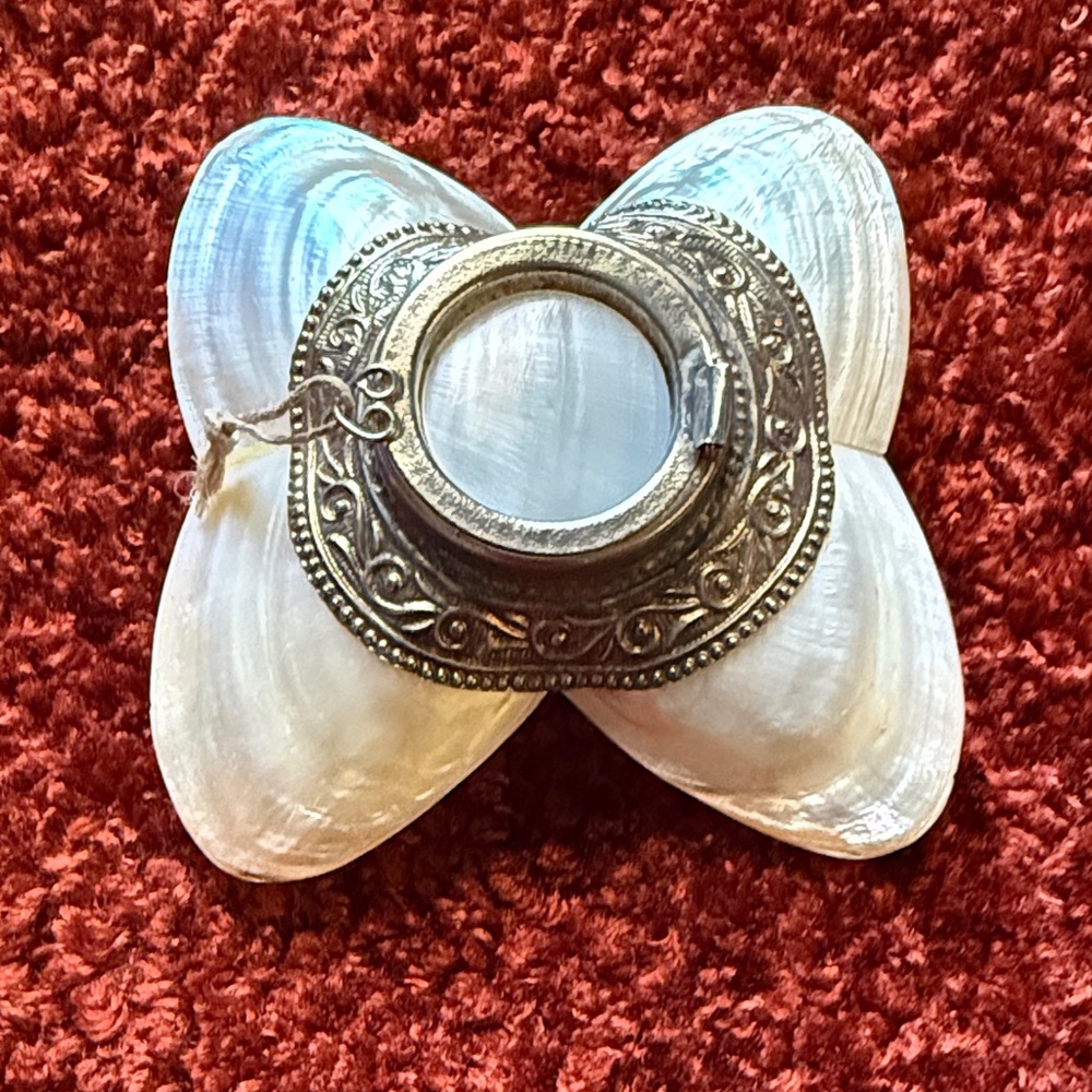 Vintage iridescent shell keepsake/snuff container